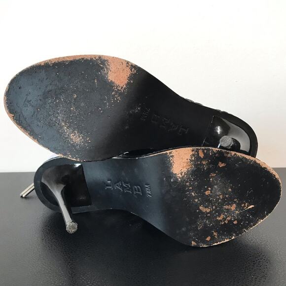 LAMB AB Rainbow Reflective Black Leather Cage Strappy High Heeled Sandals 7.5 - Picture 13 of 16